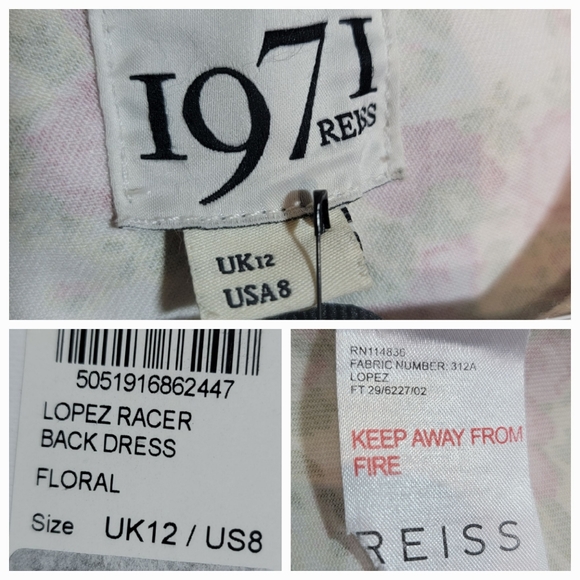 REISS LOPEZ RACER BACK FLORAL DRESS, SIZE 8 $235 - Picture 7 of 9